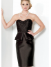 Two Piece Strapless Black Lace Satin Mother Dress With Jacket